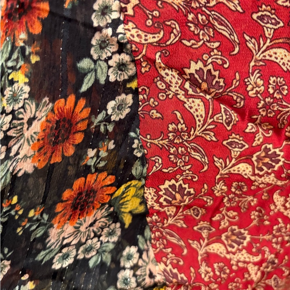 NWOT Zara Chiffon Patchwork Floral Paisley Blouse Women’s XL - Picture 5 of 9
